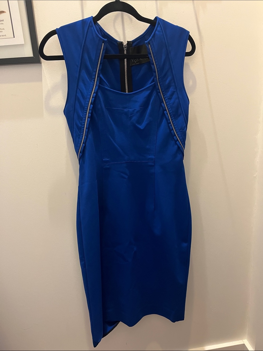 Yigal Azrouel Cobalt Blue One-Shoulder Sheath Dress with Zip Trim